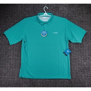 Columbia PFG Shirt Mens 2XLT Turquoise Performance Polo Omni Wick UPF Fish NWT